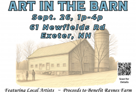 Event Image Image of a sketch of a barn and the words Art In the Barn Sept 26 1-4
