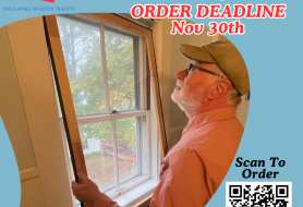Order Now! Picture of a man putting in a window insert with Order by Nov 30th