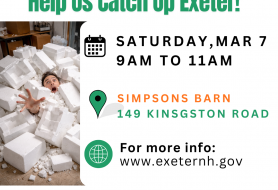 Image of person buried in styrofoam with details for the collection event