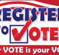 register to vote logo with the text "You Vote is your voice": under the logo