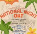 national night out poster with summer background and the band stand with the text reading come and join our national night out