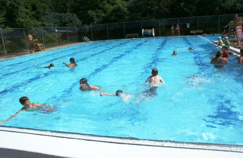 Kids swimming in the pool
