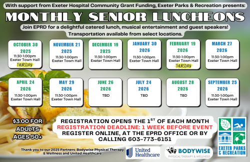 2025-26 Monthly Senior Luncheons