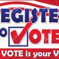 register to vote logo with the text "You Vote is your voice": under the logo