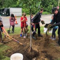 2023 Arbor Day Celebration Lincoln Street Students Planting Trees