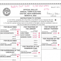 chart showing the election results for the 2022 Town Election