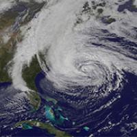 Satellite image showing Hurricane Lee moving north