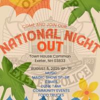 national night out poster with summer background and the band stand with the text reading come and join our national night out