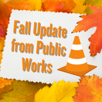 Fall Update from Public Works text surrounded by fall leaves