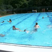 Kids swimming in the pool