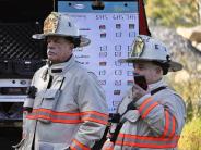 two fire chiefs watch over the fire