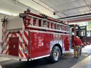 A side view of the fire engine 
