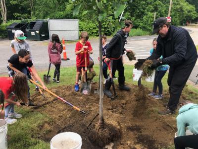 2023 Arbor Day Celebration Lincoln Street Students Planting Trees