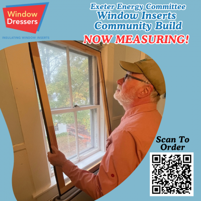 Image of a man installing a window insert and text that says "now measuring".