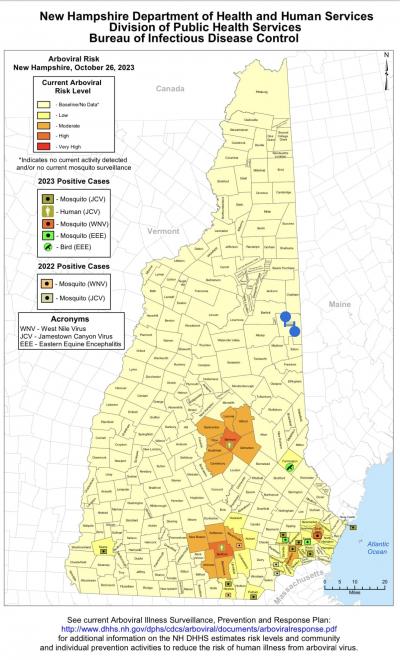 Map of mosquitos with Easter Equine Encephalitis (EEE)