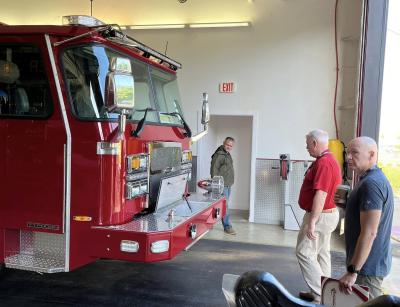 Fire Chief Eric Wilking inspects the replacement for Engine 5
