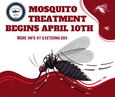 text: mosquito treatment begins april 10th. with graphic of mosquito at the bottom of the image