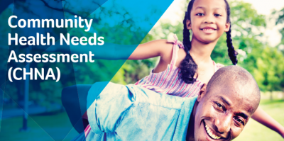 community health needs assessment survey with two people smiling 