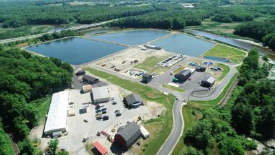 wastewater treatment plant aerial view