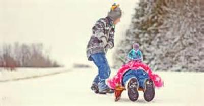 children on sled