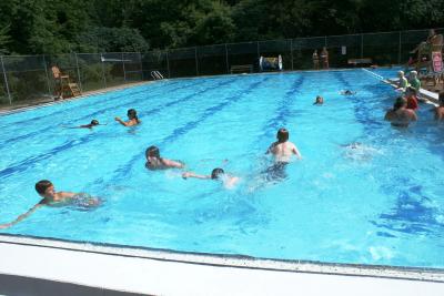 Kids swimming in the pool