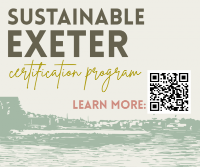 Sustainable Exeter Logo Sustainable Exeter certification form with a QR code to lead to the certification submission form.