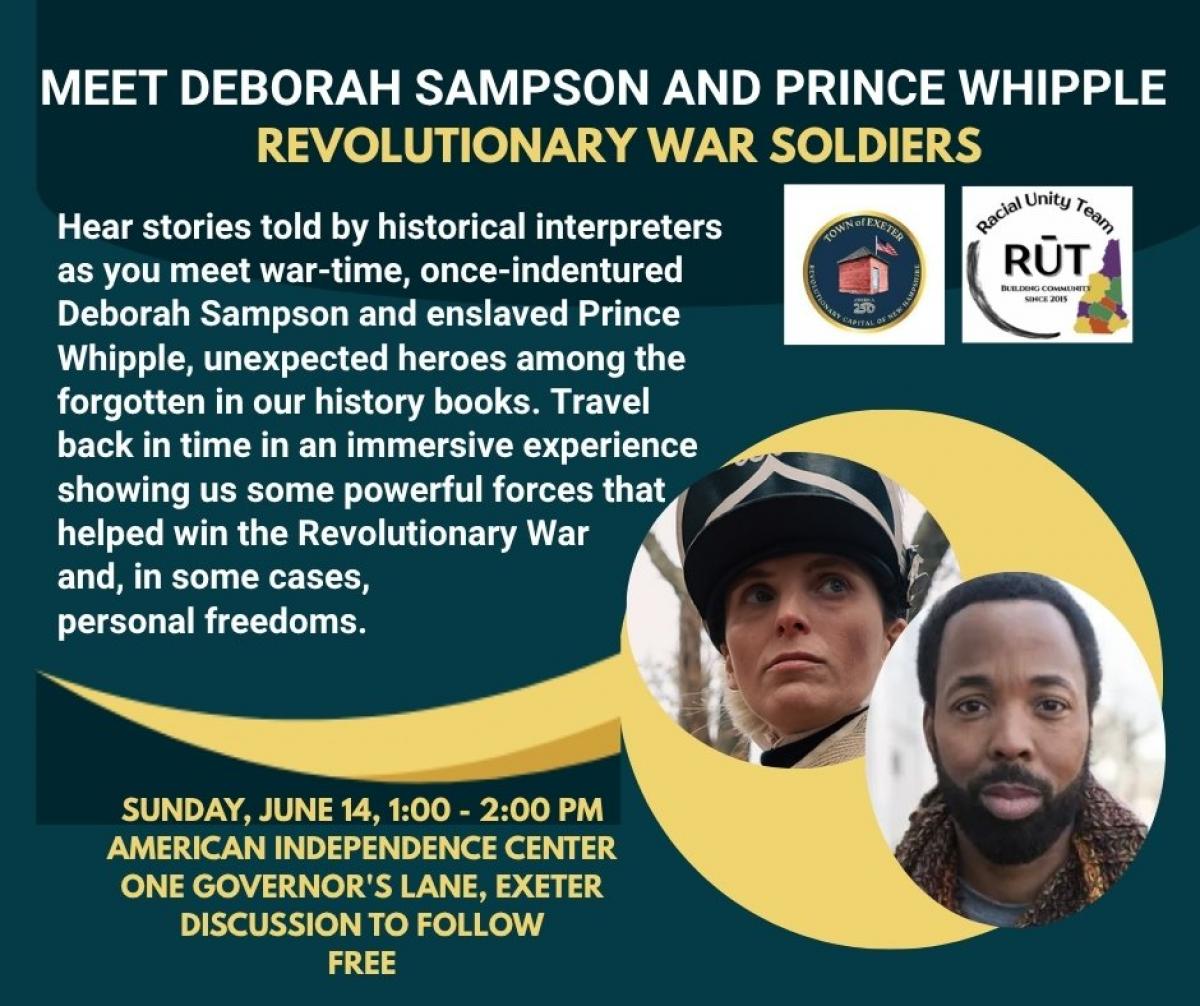 flyer for event with text reading "meet revolutionary war soliders" 