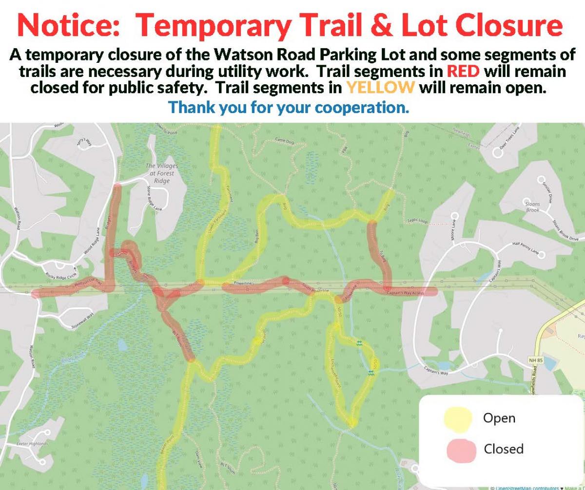 Map showing trail closure