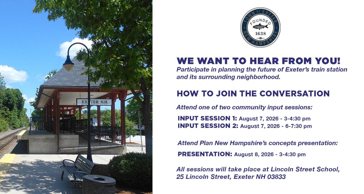 image of the train station next to text reading "We want to hear from you!" and info about about input sessions
