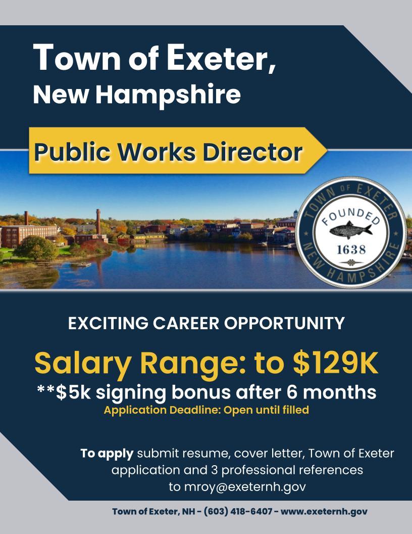 Director of Public Works ** 5K Signing Bonus after 6 months Town of