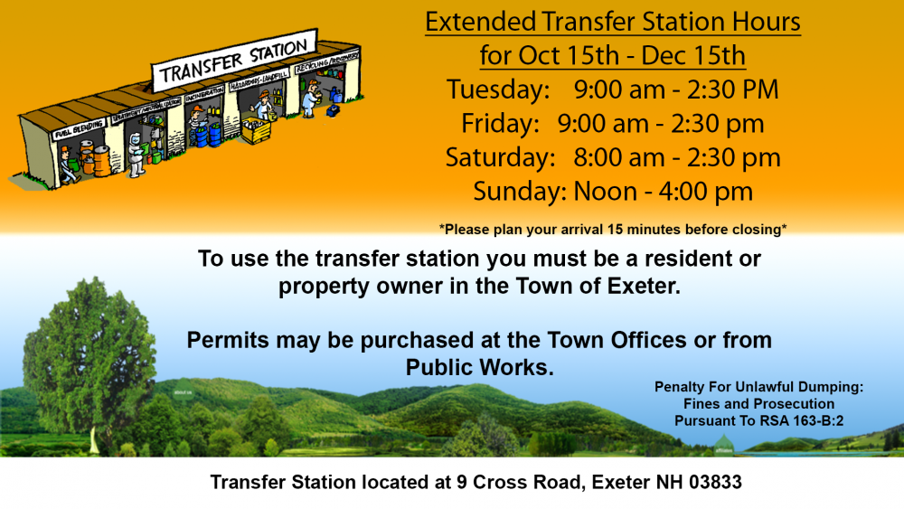 Transfer Station Town of Exeter New Hampshire Official site