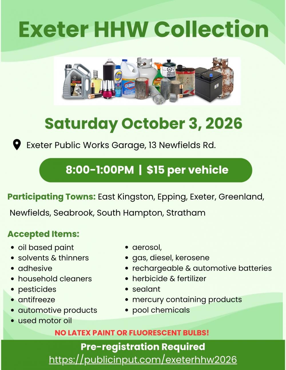 Household Hazardous Waste Day | Town of Exeter New Hampshire